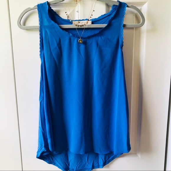 LOFT | Scallop Trim | Blue Tank Top - Picture 1 of 2